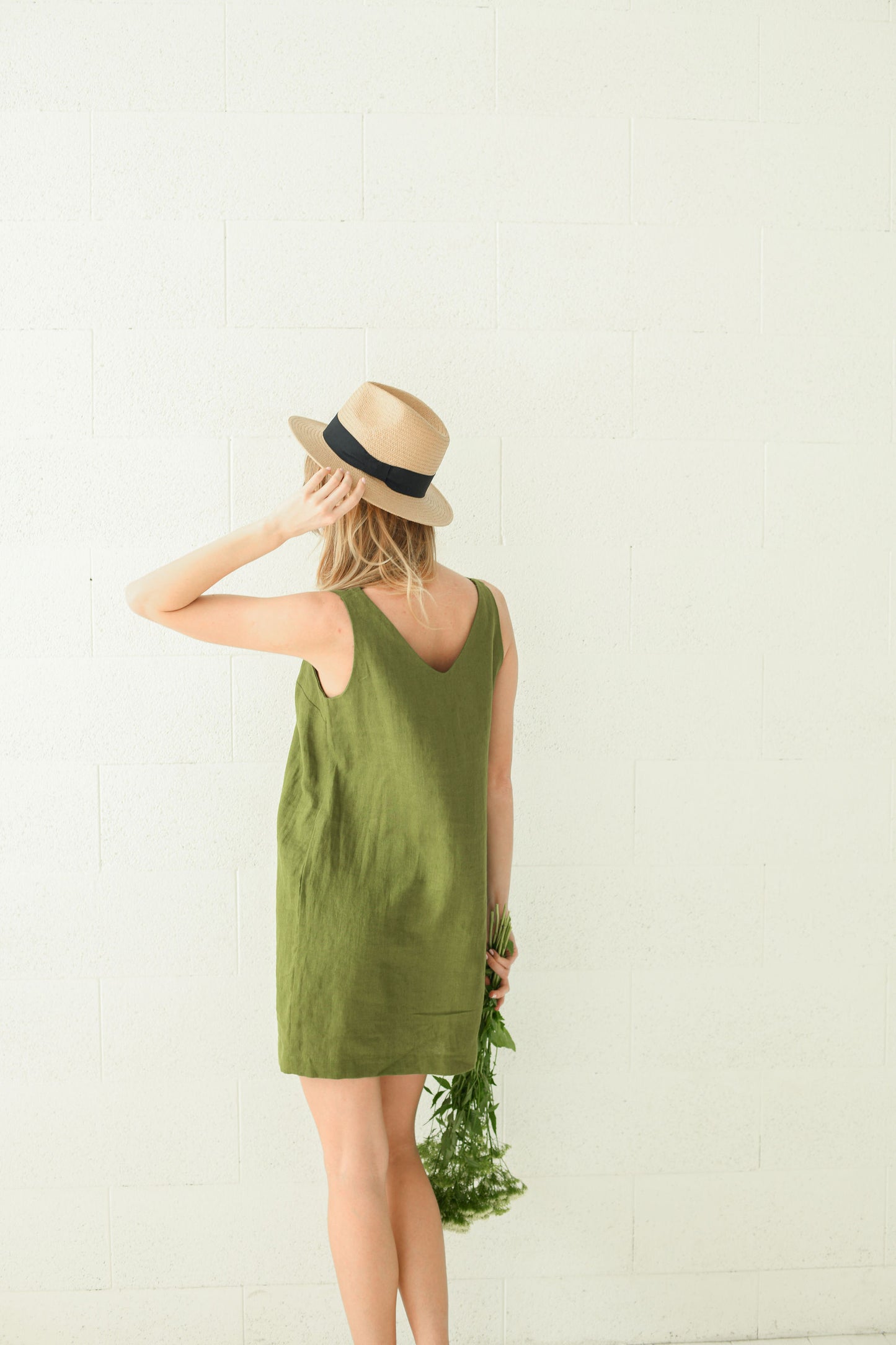 Ella linen dress detail view handmade linen dress slow fashion