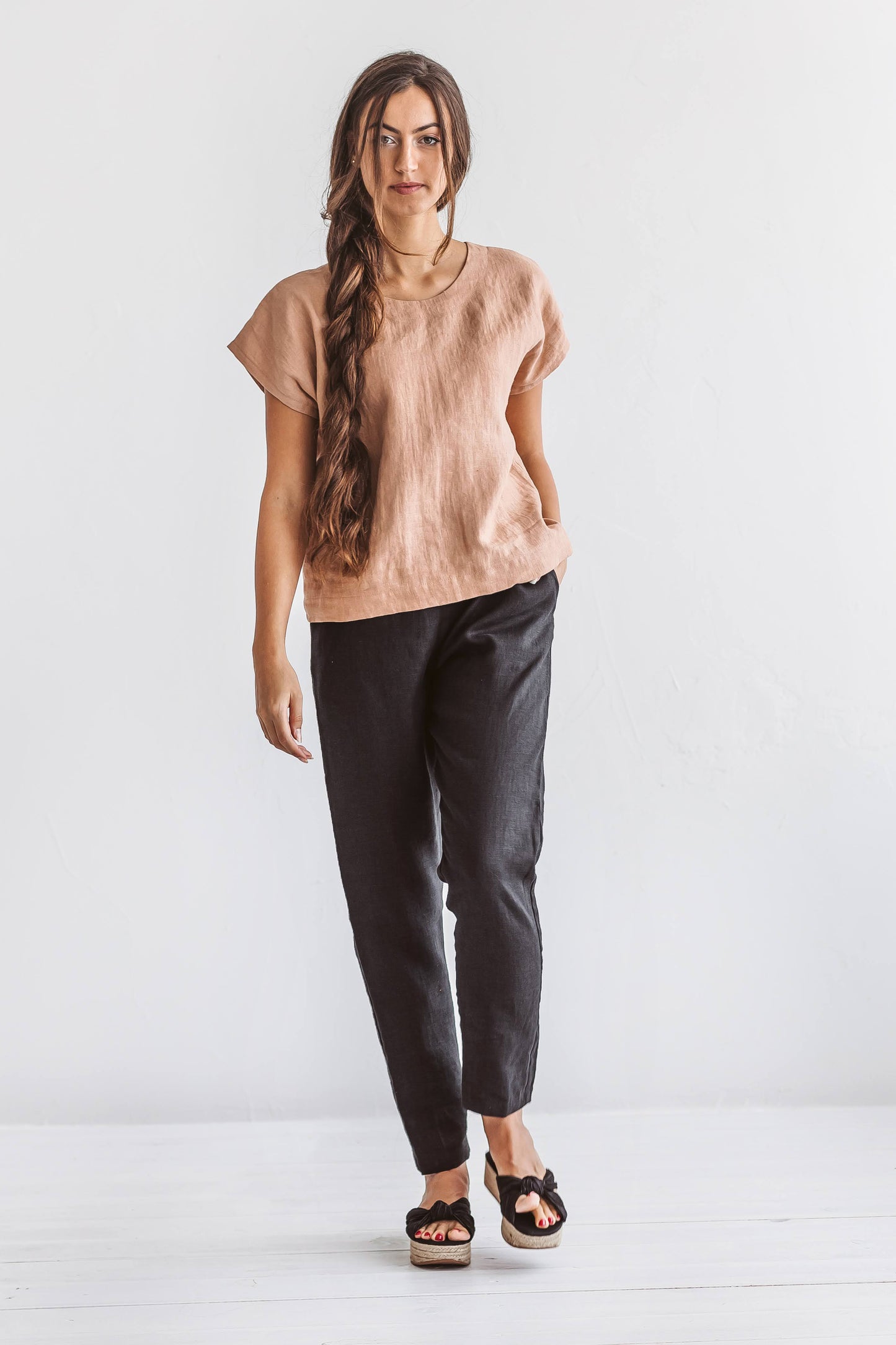 Cindy linen top front full view handmade linen top slow fashion