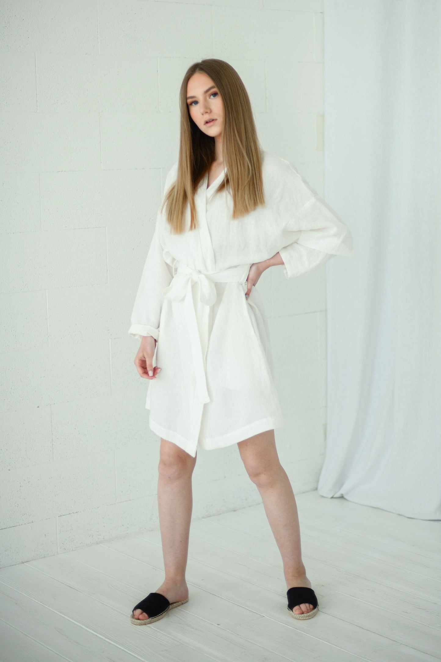Elena Linen Wrap Dress