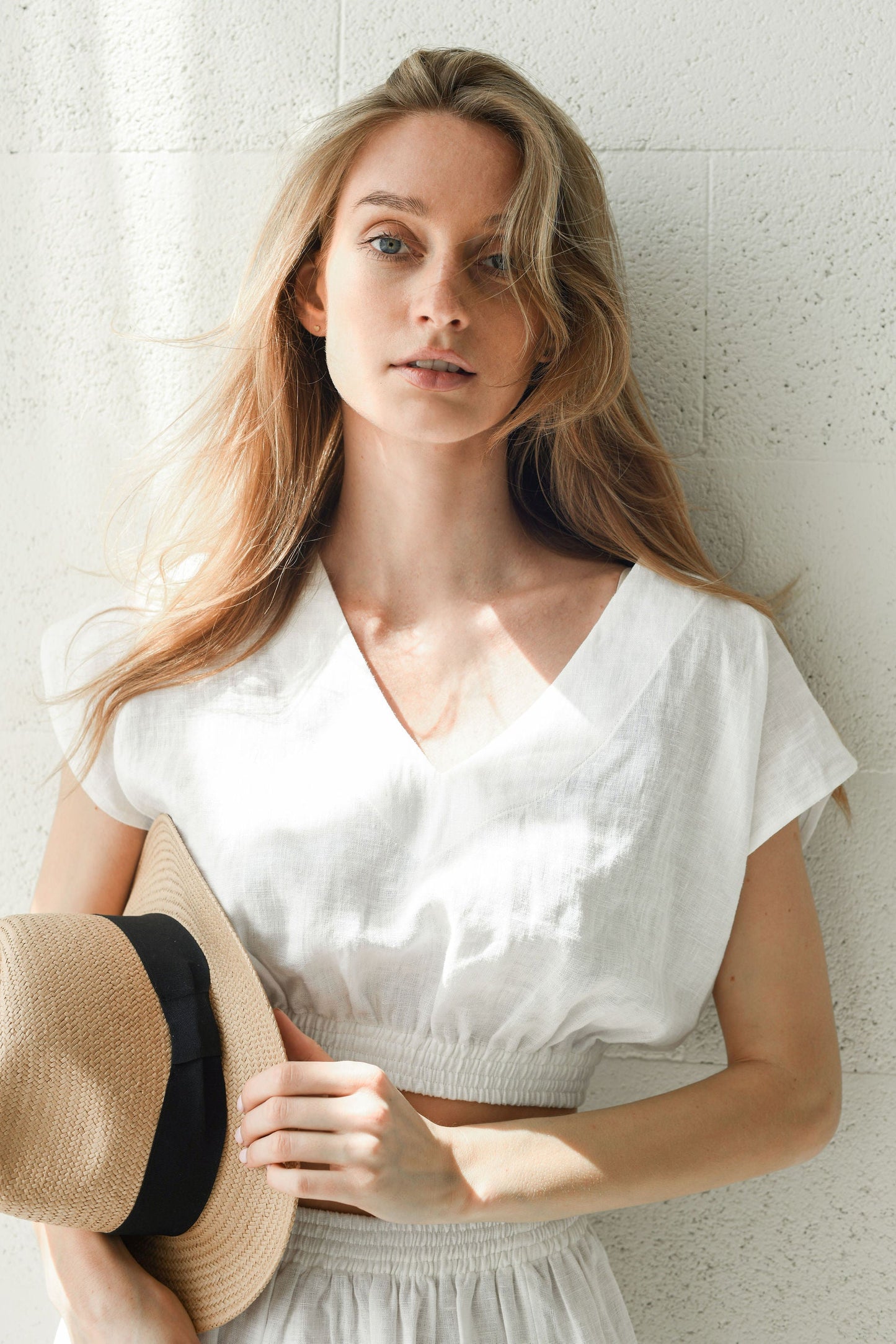 Eloise linen top front view handmade linen top slow fashion